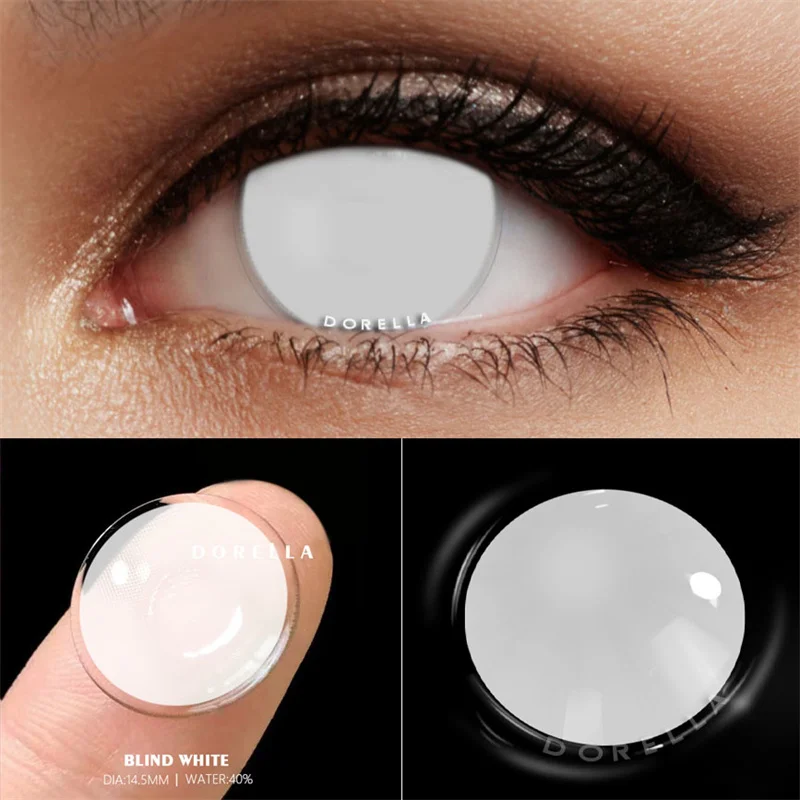 D\'ORELLA 1Pair Cosplay Color Contact Lenses for Eyes Anime Eye Lenses White Black Lenses Contact Lenses Cosmetic Color Lens Eyes