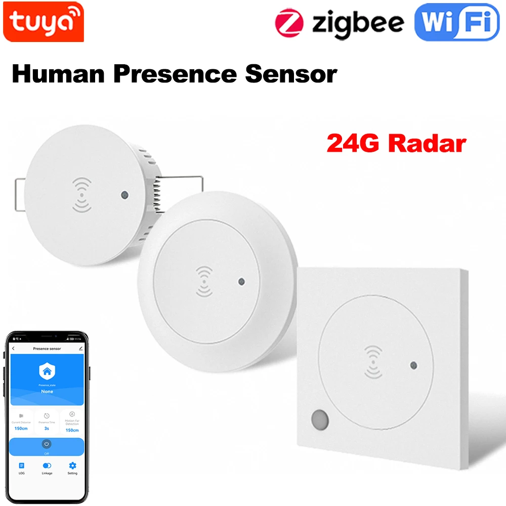 Tuya WiFi/ZigBee 24G MmWave Radar Smart Human Presence With Illumination Detector Support Light Switch 95~250V