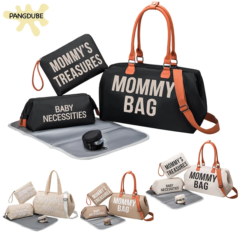 PANGDUBE 5pcs/set Mom Bag with Portable Changing Pad Baby Diaper Bag Backpack for Moms Maternity Packages Mommy Baby Bag