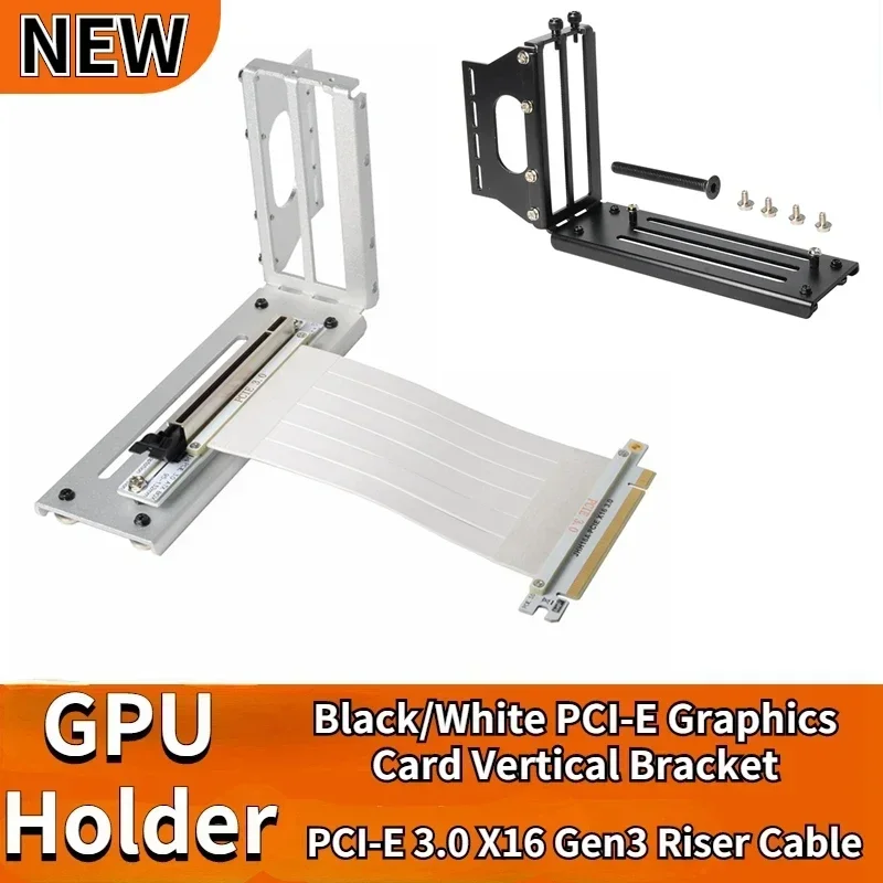 Riser Black PCI-E 4.0 3.0 Riser Cable ATX Graphics Card PCI Express 16x Extender GPU Riser Cable Gen3/4 Vertical GPU Holder Base