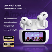 ANC Noise Reduction Earbuds TWS Wireless Bluetooth 5.4 HIFI Sound Earphone With LED Smart Touch Screen Business Gaming Headset