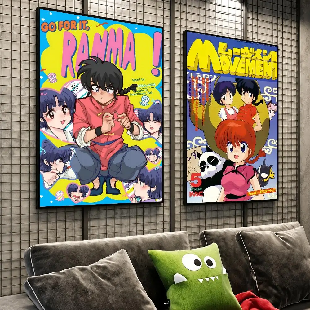 Anime Ranma Martial Arts Comedy Poster HD Self-Stick Wall Decor Bedroom Dorm Office Gaming Garage Bathroom Gift