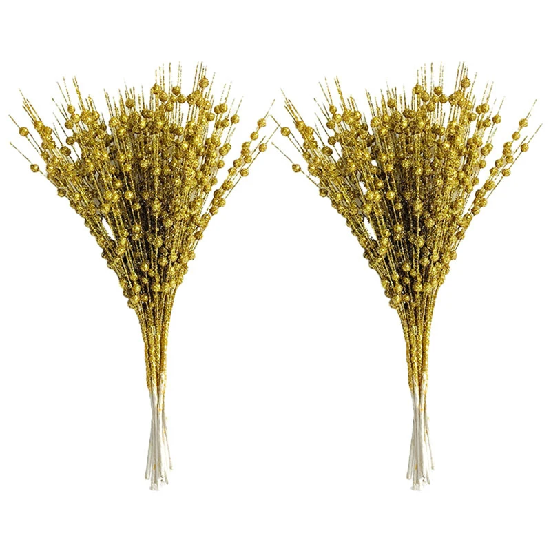 43 cm schuim kunstbloemen gouden glitter kerstbessen boeket thuis kerst bruiloft decor tafel krans doe-het-zelf ambachten