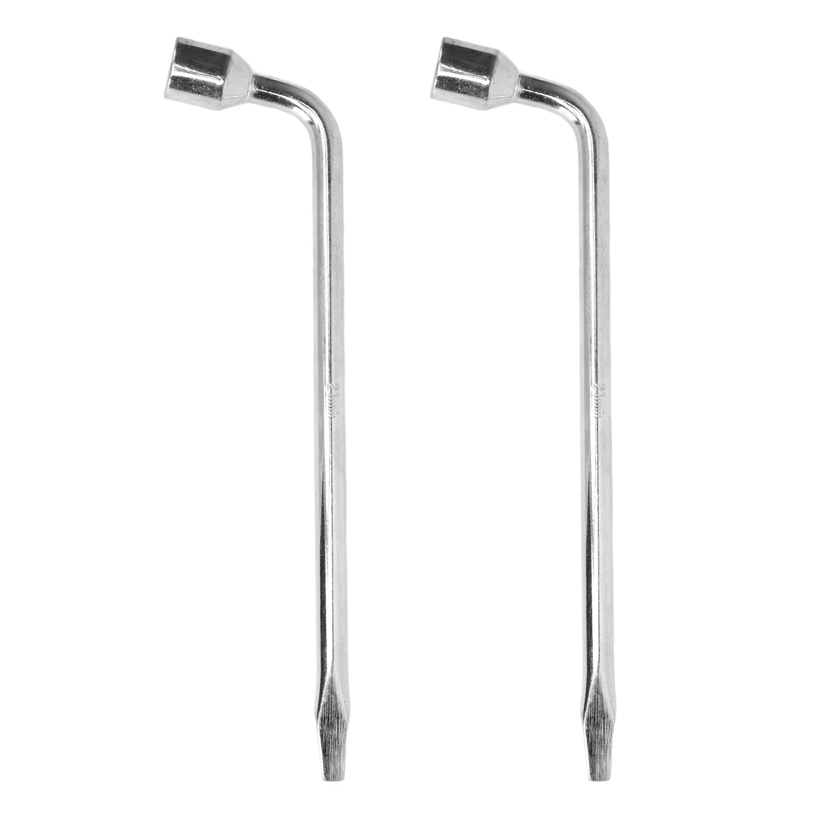 21mm Car Spare Tire Lug Wrench L Type Hex Key Slotted End Socket Lug Wrench Set 2PCS -Tire Iron Repair Tool Automotive Accessory