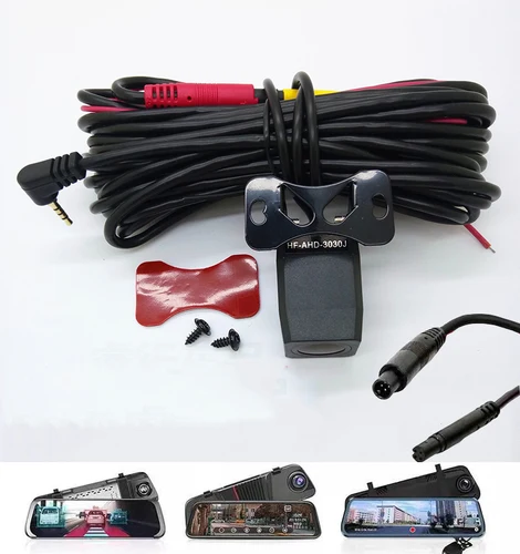 Imagen 2 del producto Cámara trasera AHD 1080P, cámara de espejo retrovisor de marcha atrás automática de 4 pines para coche DVR Carplay Android Auto Dash Cam grabadora de vídeo