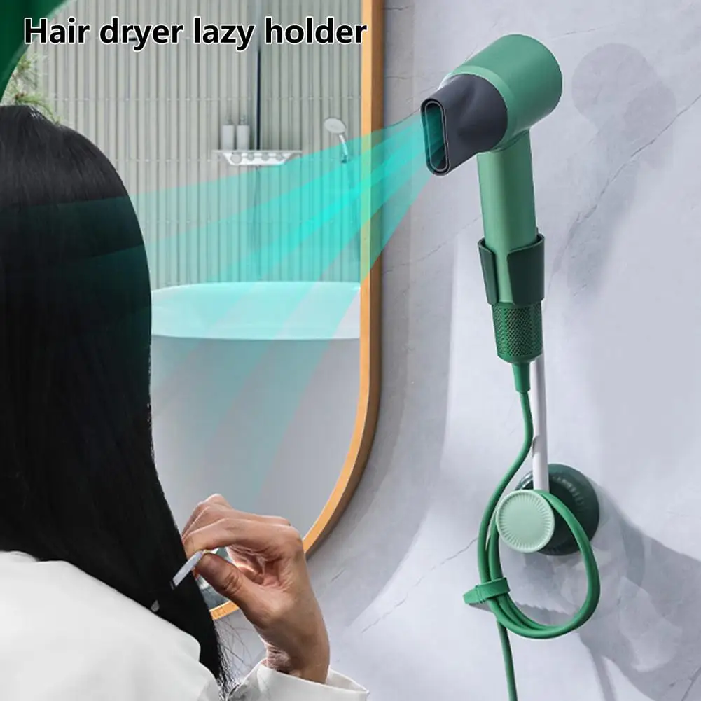 Hair Dryer Rack Hair Dryer Bracket Rotatable Design Strong Load-bearing Saving Space Non-slip Wall Mounted Storage Bathroom Supp