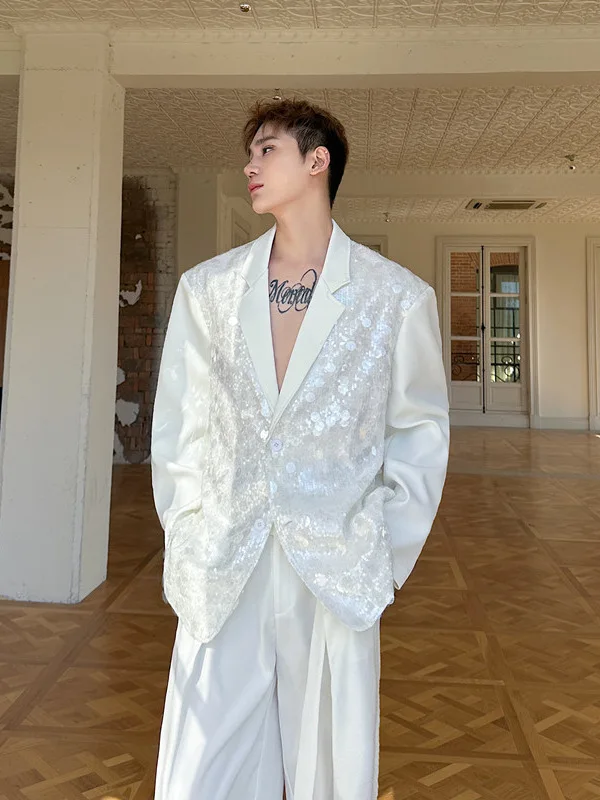 

Tangz Studio Men's Embroidered Oversized Jaet Glittering Sequins Casual Suit Outerwear Faionable Spring Collection