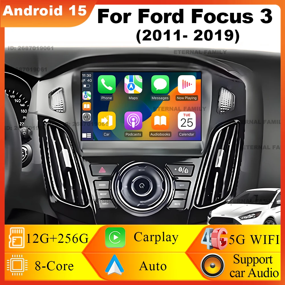 

Android 15 Car Radio Multimedia Video Player For Ford Focus 3 2011-2019 Wireless Android Auto Carplay Stereo Navigation 2din DVD