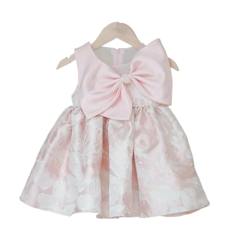 ベビーキッズプリンセスレースパールリボンガールドレス初聖体ドレス誕生日クリスマスギフトウェディングパーティー誕生日ショー