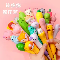 0.38mm Novelty Cartoon Stress Relieve Squishy Gel Pen Signature Squeeze Foam Pen Cute School Office Supplies Gift Stationery