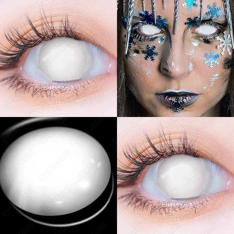 AMARA Cosplay White Color Contact Lenses for Eyes Yearly Makeup Halloween Masquerade Beauty Contact Lenses Eye Christmas Party