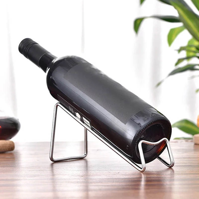 

1PC Simple Household Wine Rack Display Bottle Beer Holder Champagne Stand Drink Shelf Stainless Steel Counter Decoration Koozie