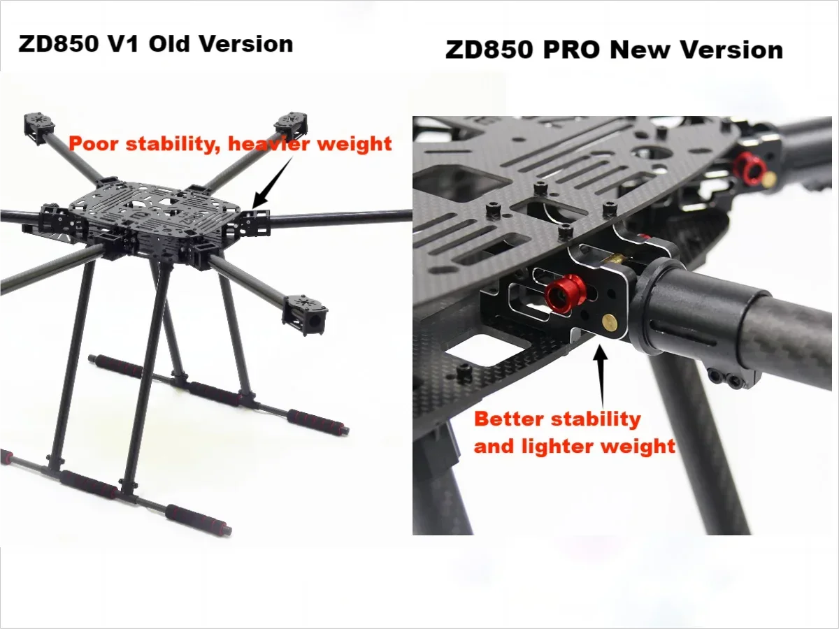 

ZD850 PRO Полностью углеродное волокно zd850 Шестироторная рама Складной рычаг Комплект рамы для гексакоптера с шасси для полета FPV PIXHAWK