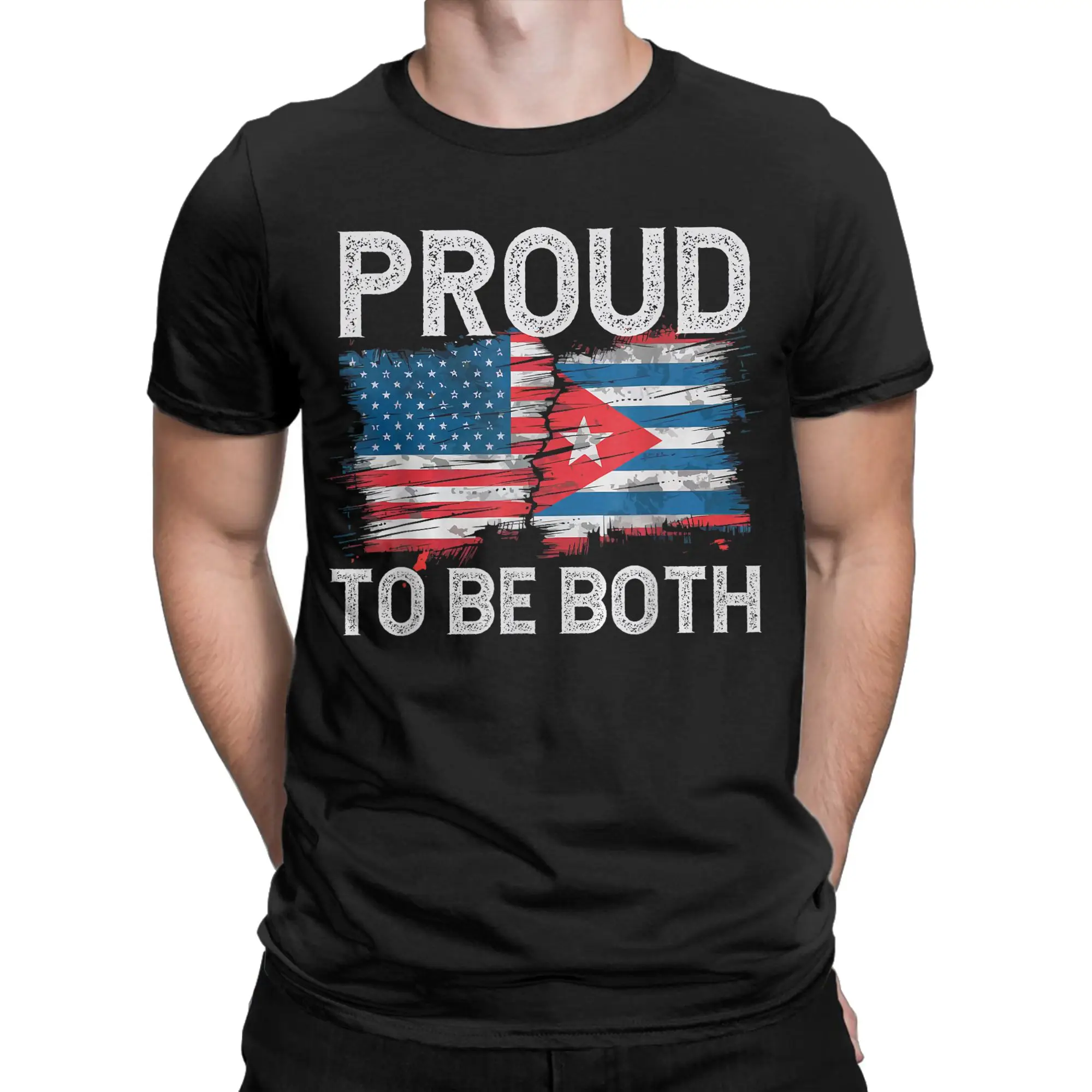 Half Cuban Half American USA Flag Cuba America T-Shirts for Men Women  Hipster Cotton Tees Crew Neck T Shirts Party Clothes
