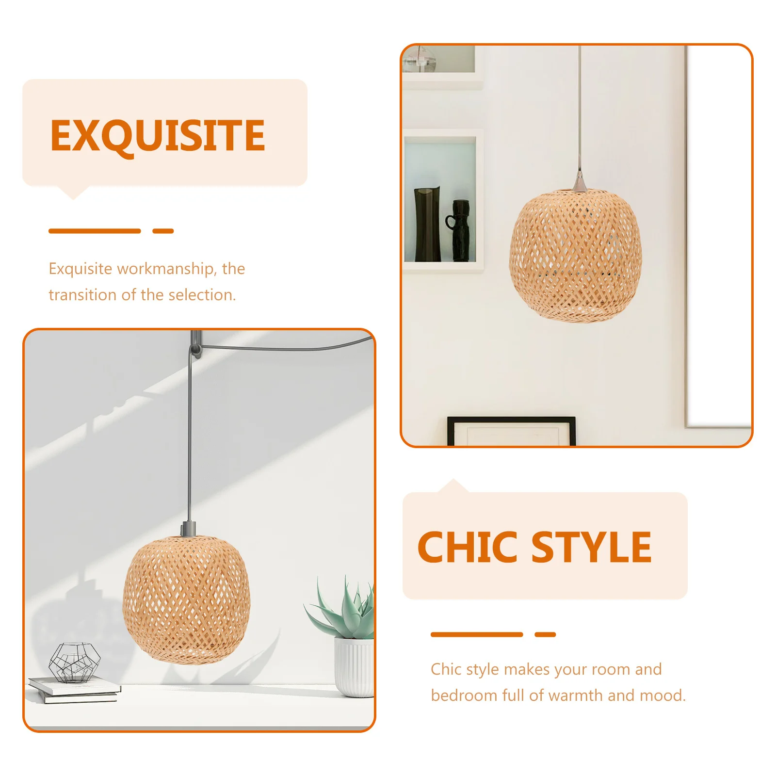 

Rattan Bamboo Lampshade Home Ceiling Light Cover Weaving Pendant Lamp Black Shade Fixture Decor Lighting Design Chandelier