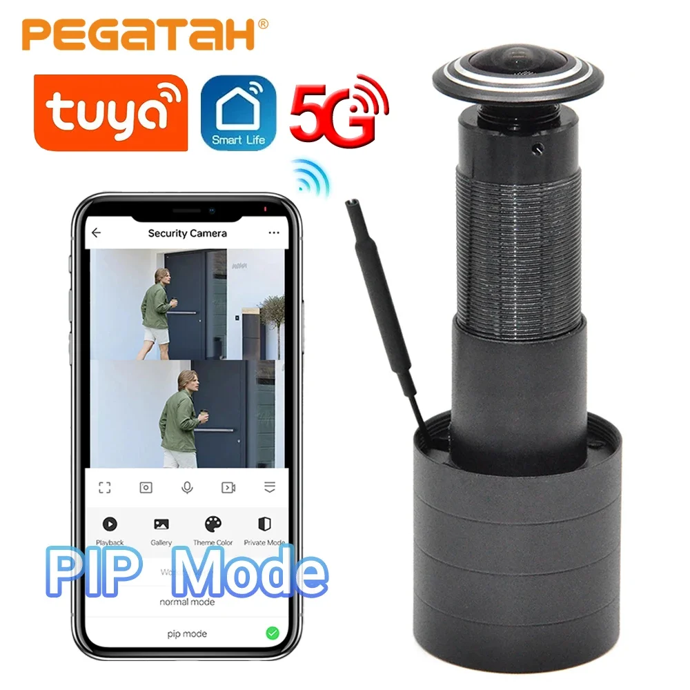 

3 МП Wi-Fi видеокамера-глазок 2,4/5 ГГц с обнаружением движения, двусторонней аудиосвязью, беспроводной дверной видеодомофон для домашней безопасности, Tuya Smart Life