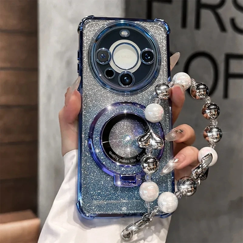 Magnetic Bracket Phone Case for Honor Magic 7 Pro Magic 6 Lite Magic 5 4 Pro X9 A B Fashion Bracelet Shockproof Protective Shell
