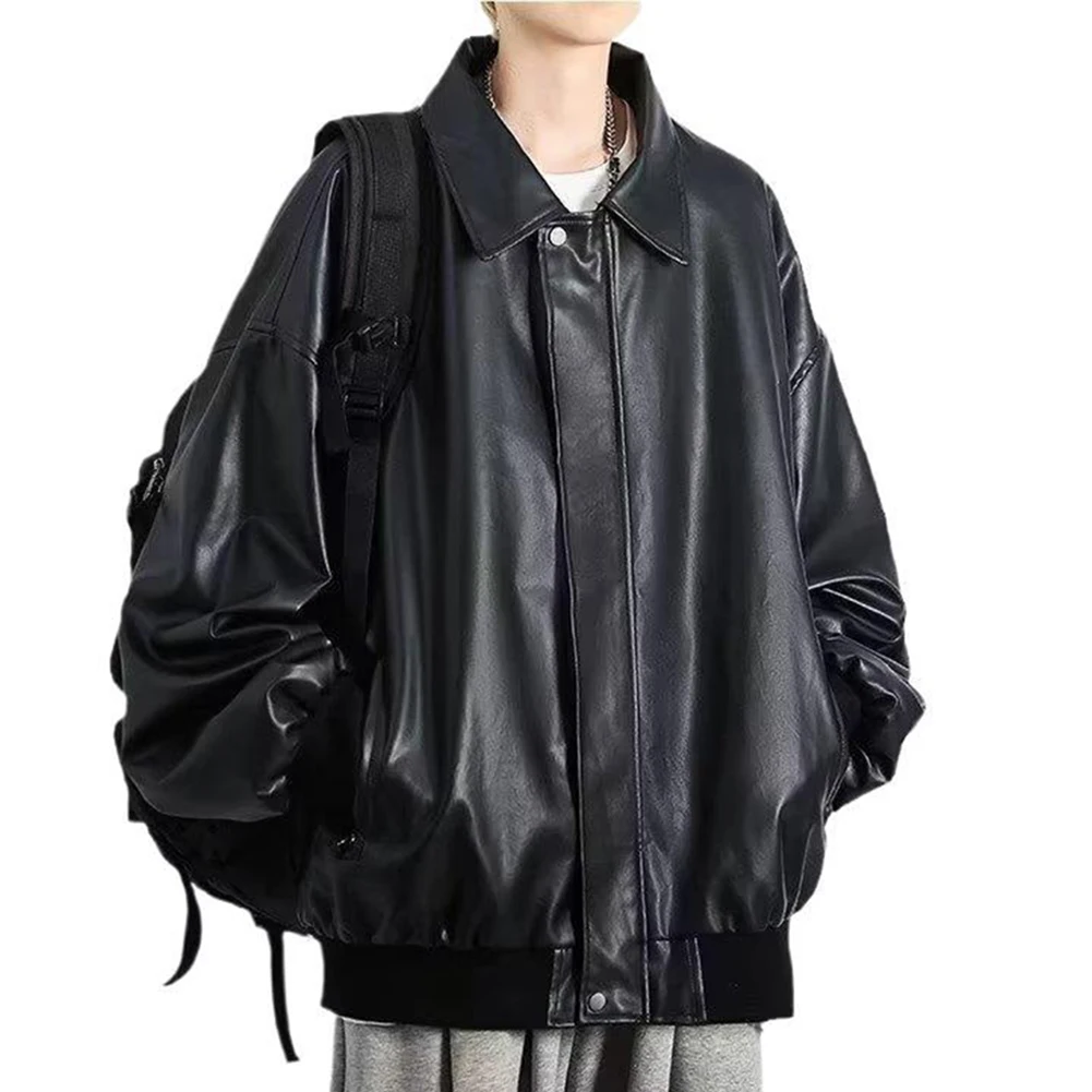 

Ruffled Jacket Leather Jacket Artificial Leather Fabric Autumn Wear Brand New Condition Loose Fitting Design For Autumn Fashion