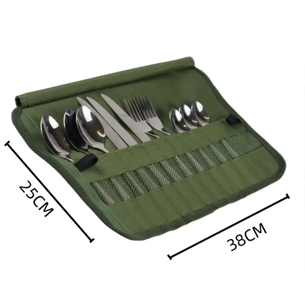 Tragbare Rollbare Aufbewahrungstasche für Outdoor-Camping, Besteck-Aufbewahrungstasche, Wasserfester Koffer für Gabeln, Löffel, Essstäbchen – Detail 4