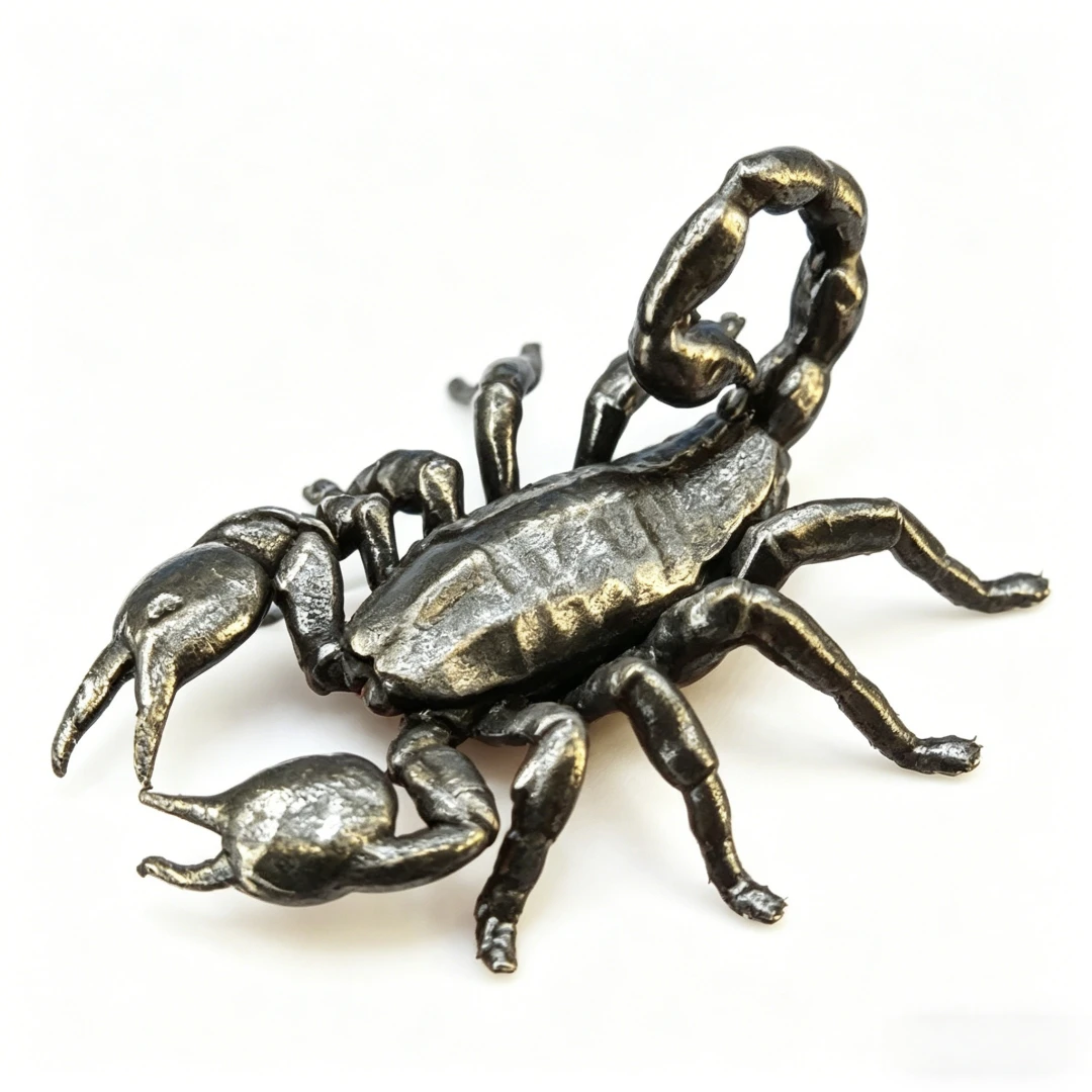 Vintage Brass Scorpion Figurine, Miniature Insect Model, Realistic Arthropod, Creepy Desk Decor, Collectible Decoration