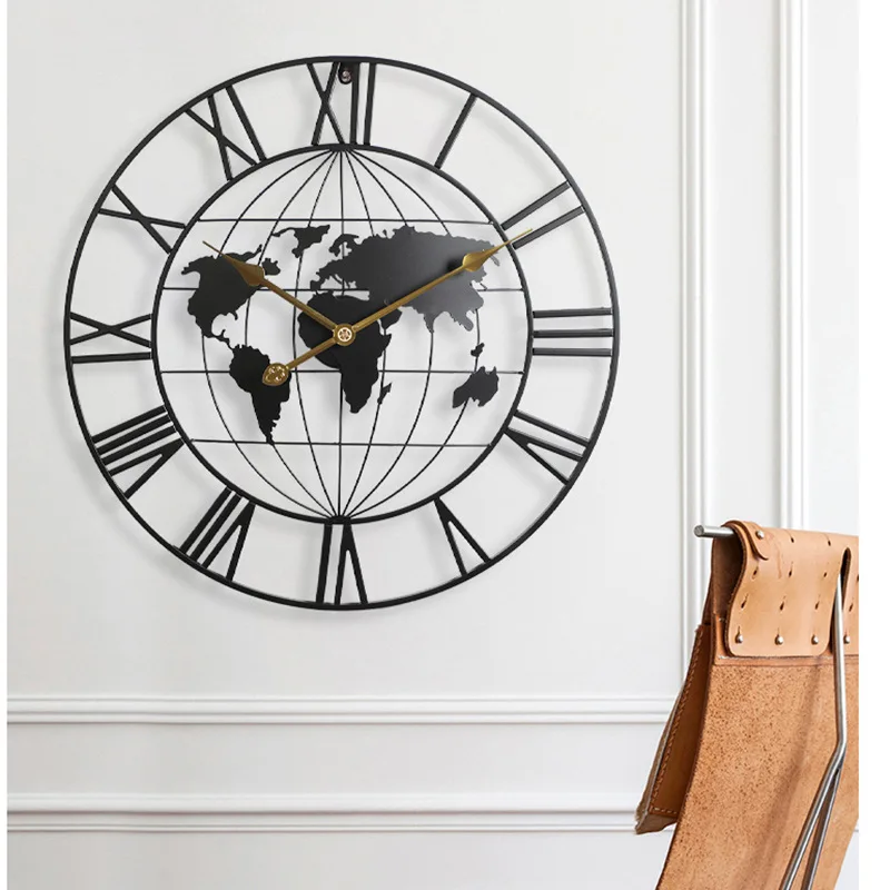 

New product Iron circular office wall clock Creative Map Personalized mute originality pocket watch