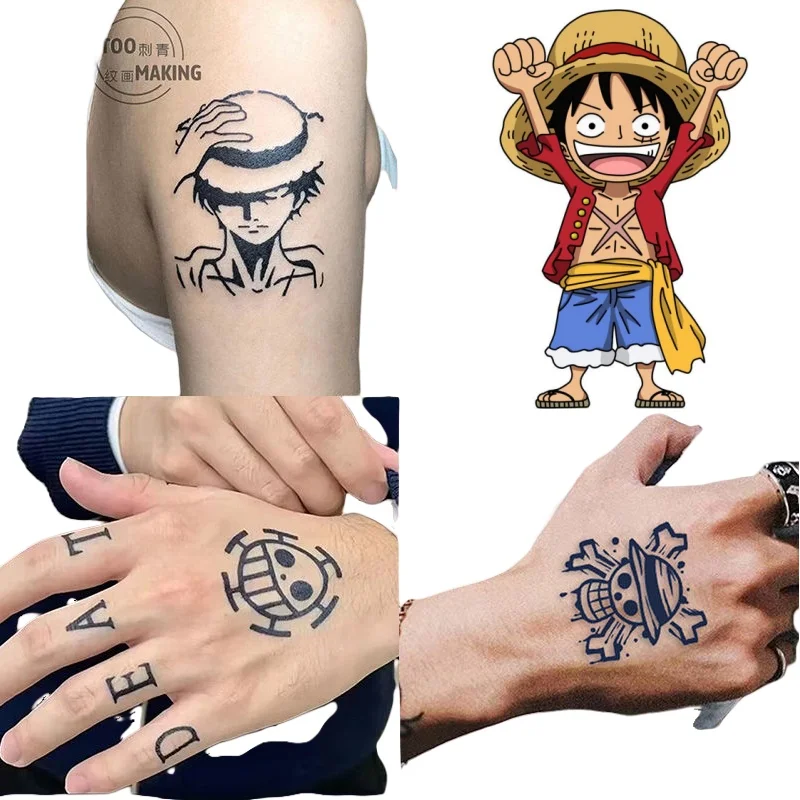 One Piece Luffy Tattoo Sticker Cartoon Herbal Juice Dark Waterproof Long-lasting Semi-Permanent Imitation Personality Tattoo Arm