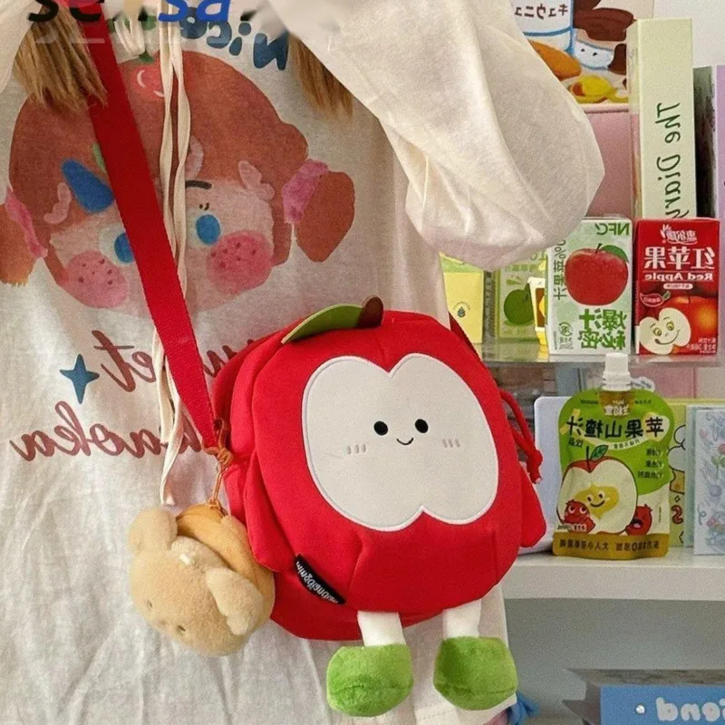 Plecak Czerwone Jabłko Y2K Skóra Kawaii Kreskówka Nylon 10 Calów Powrót do Szkoły Uczeń Wszechstronne Mini Plecaki Plecaki na Zamek Nowe