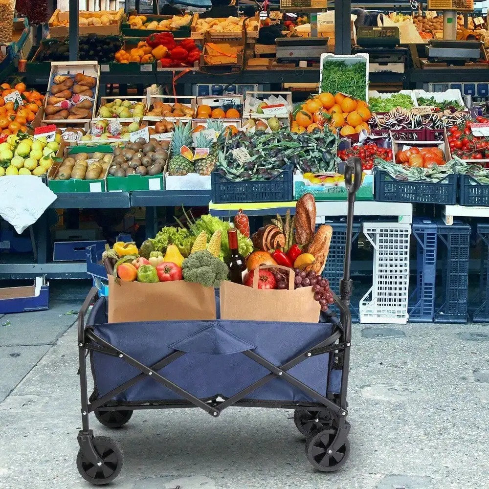 

Collapsible Folding Wagon Cart Beach Wagon for Camping Fishing Sports Shopping