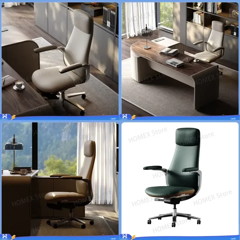 Modern PU Leather Executive Office Chair Ergonomic High Back Swivel Computer Desk Chair Adjustable Height Chrome Base Home