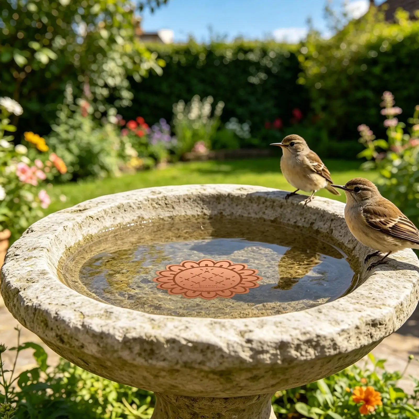 Copper Cleaning Disk All-Season Safe Water Cleaner Purification Bird Bath Purification Disk For Garden Yard Patio Balcony Lawn
