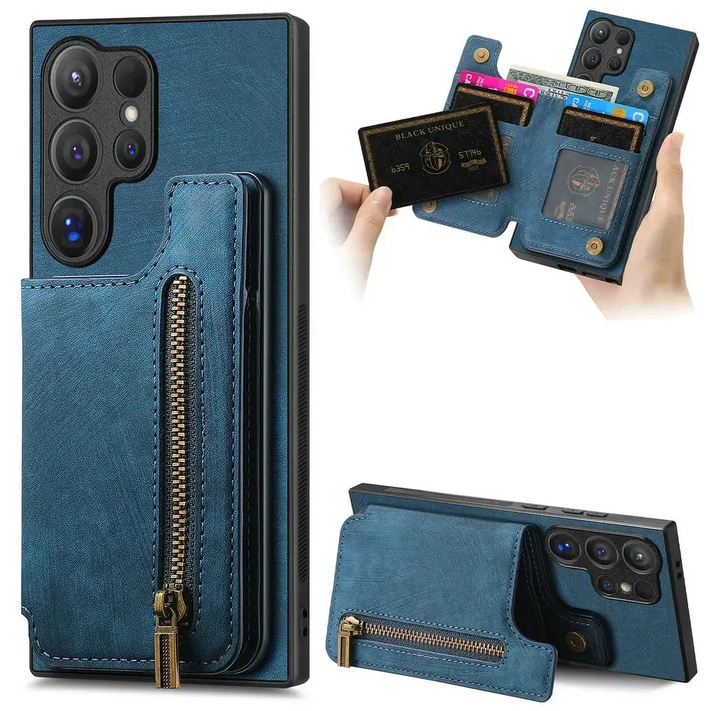 

Zipper Wallet Etui for Samsung Galaxy S25 Edge S24 S23 S21 Ultra S20 FE 5G Case Samsung S25 Plus 10 Note 20 S 25 Leather Coque