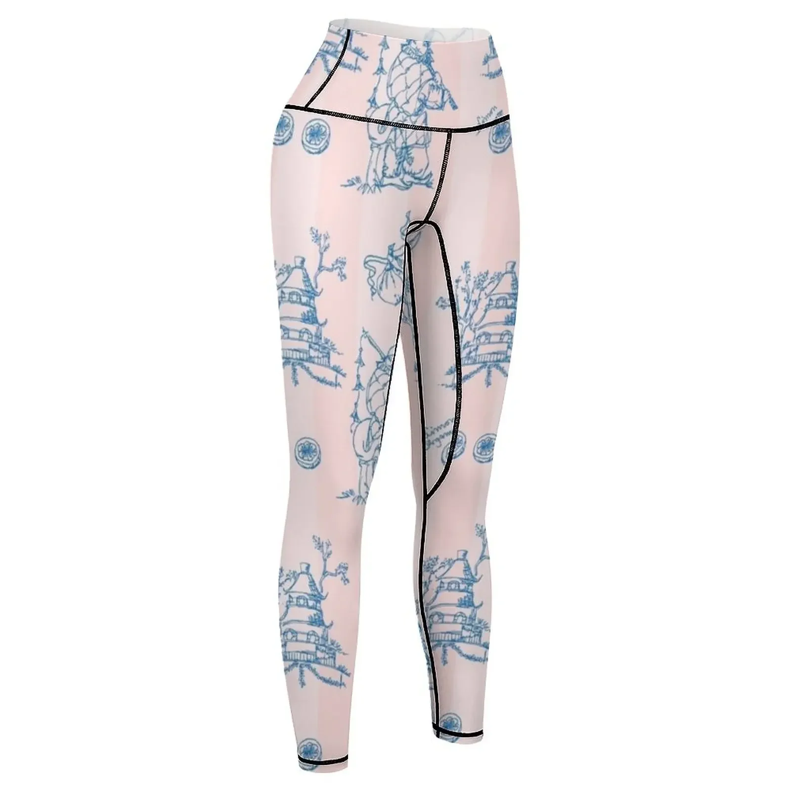 Ensemble de leggings de fitness pour femmes, motif roulant, pantalon de gym, vêtements de sport, chinoiserie, papier peint, jouets de jouy