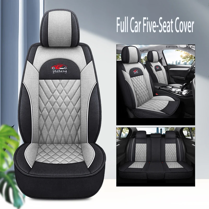 Linen material for all 5-seat car seat covers, classic color options available, suitable for most car models