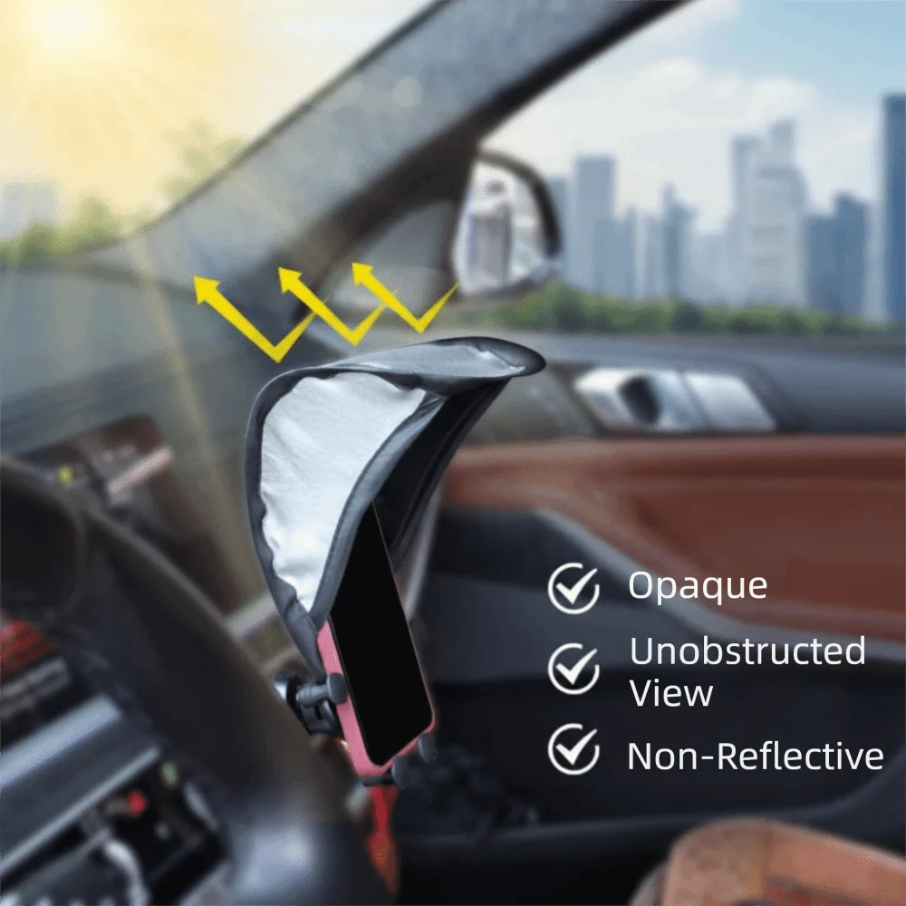 Compact Size Car Mobile Phone Sunshade Silver-Coated Fabric All-Weather Protection Phone Umbrella Wear-resistant
