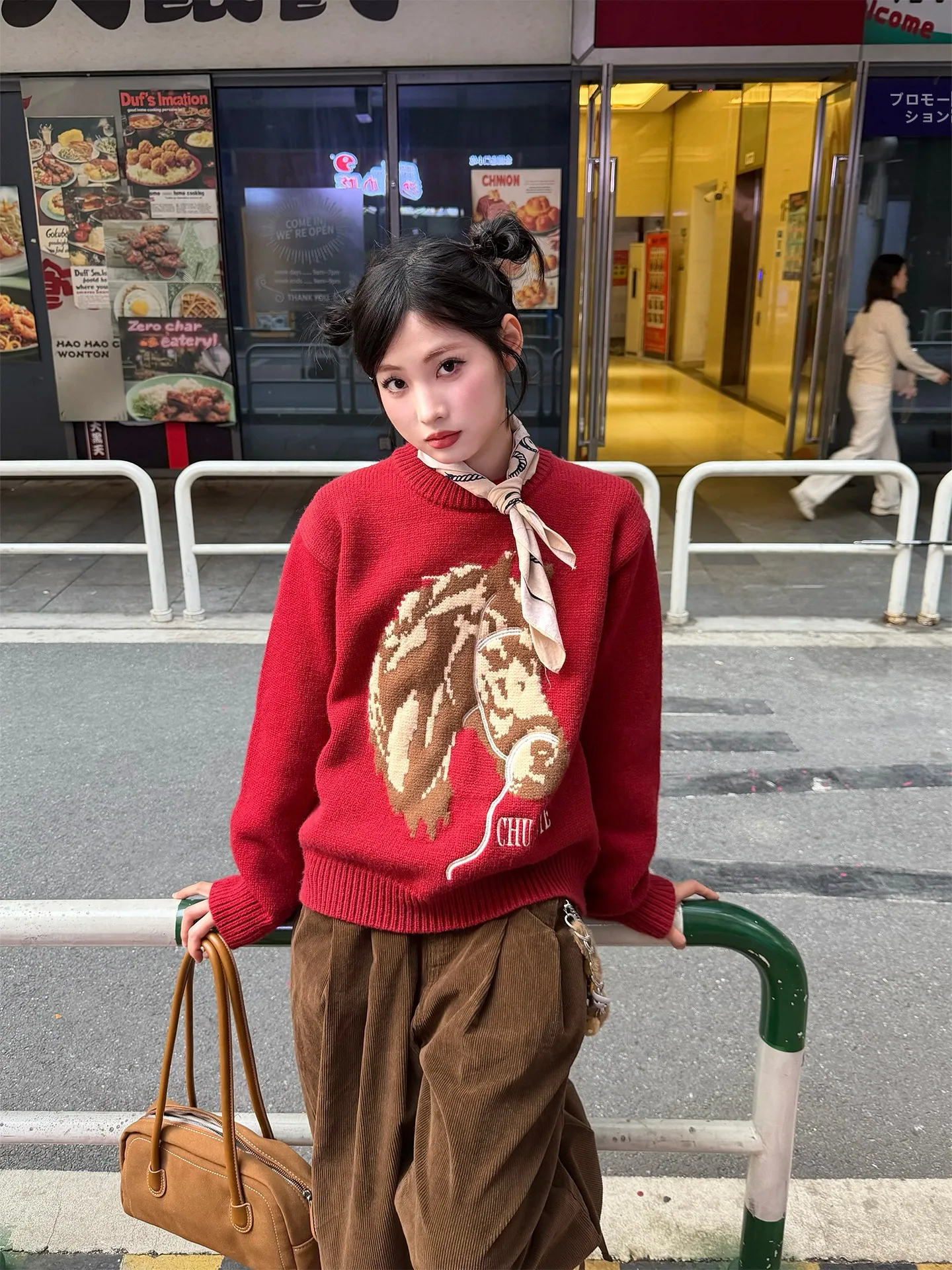 

Вязаный свитер Don Cry с цветочной вышивкой, унисекс, для пар, верхняя одежда, создающая ощущение роскоши, красный цвет, к Новому году