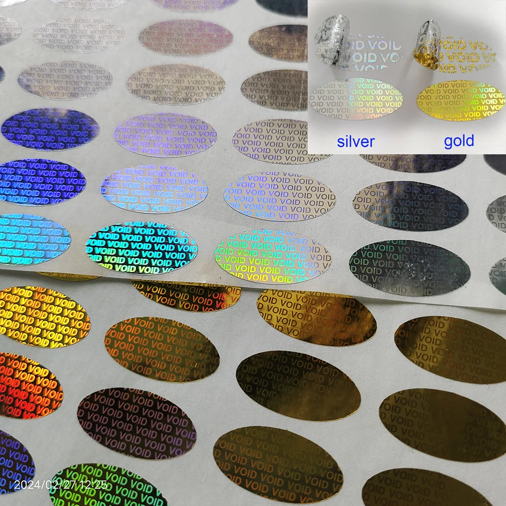 

10000pcs 2x1cm Silver or Gold Hologram Oval Security Seal Tamper Evident Label VOID Left If Removed Anti-counterfeit Sticker