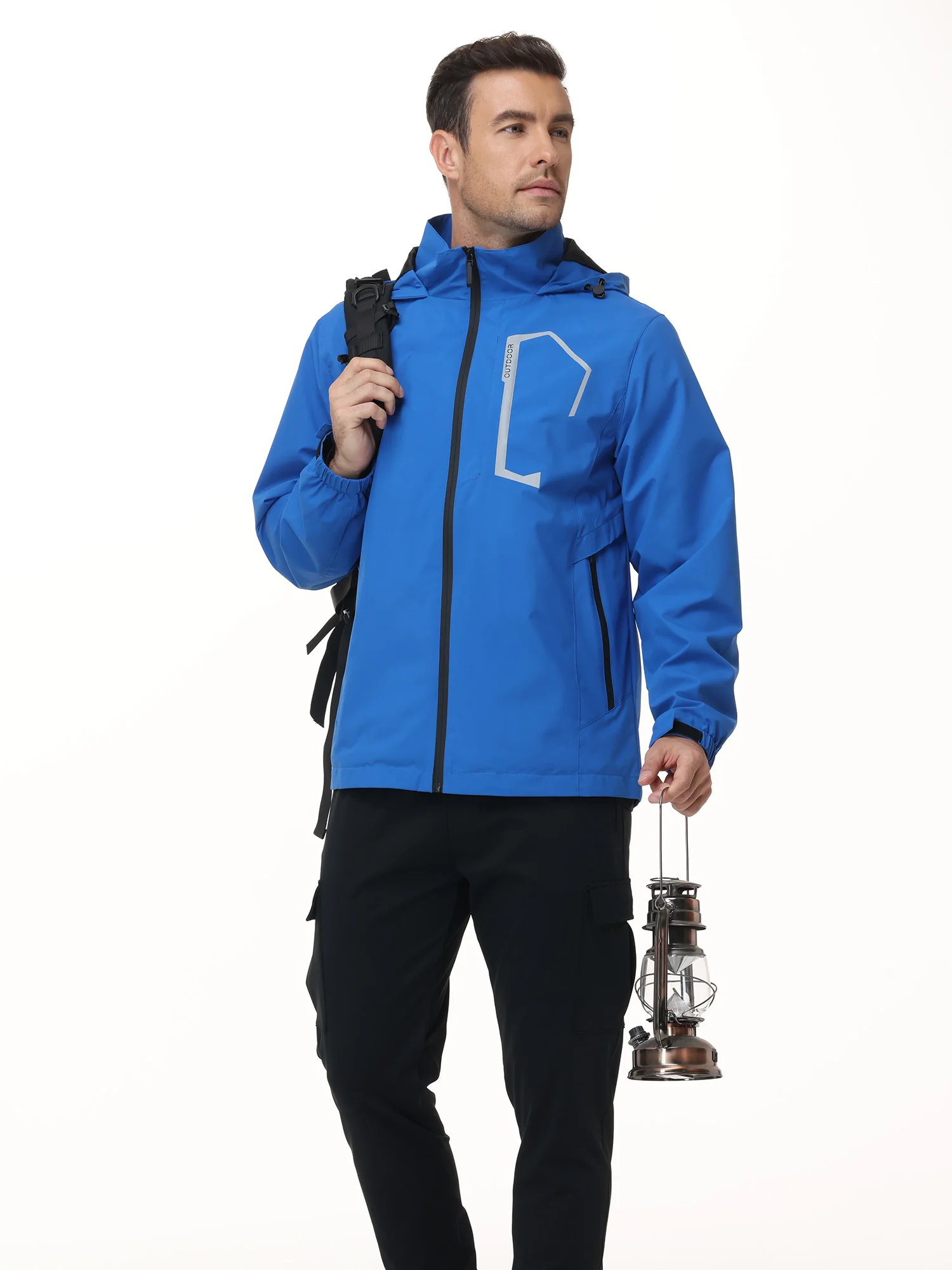 Sommer Herren Outdoor-Jacke Wasserdichte Regenjacke, Dünne Regenjacke mit Mehreren Taschen für Camping Wandern Radfahren Angeln – Detail 22