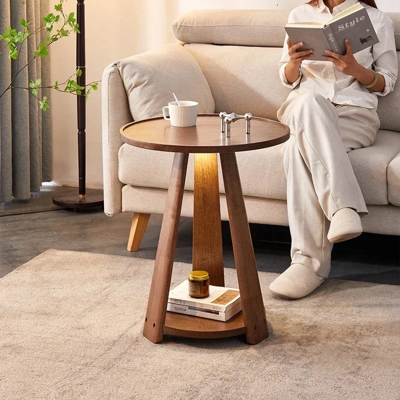 Nordic Simple Sofa Side Several Family Living Room Double Small Round Table Solid Wood Movable Bedroom Small Coffee Table