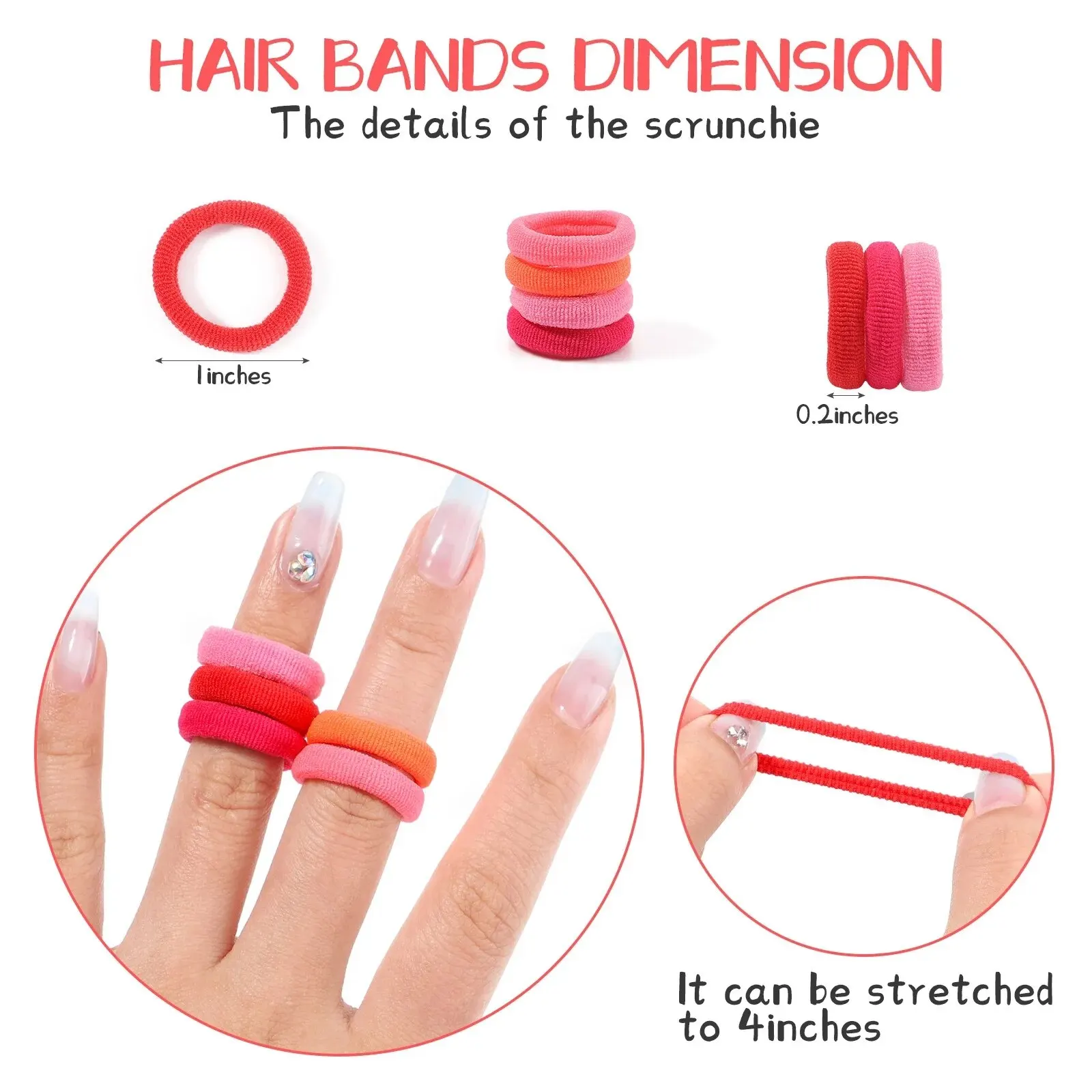 Colorful Elastic Hair Bands para meninas, Ponytail Hold Hair Tie, Rubber Bands, Scrunchie, Acessórios para cabelo, 300pcs