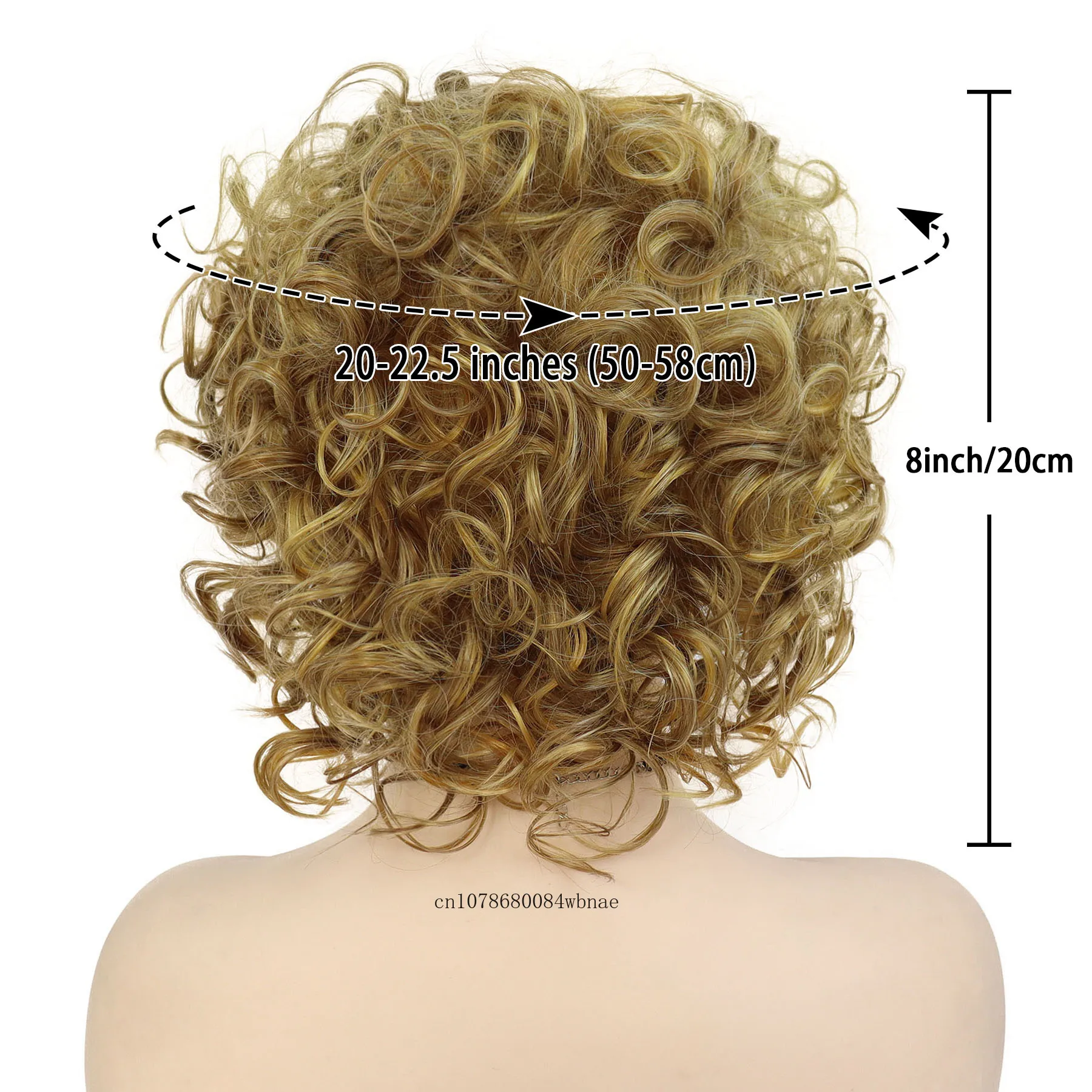 Kurze blonde synthetische Perücke für Frauen, weiblich, klassisch, Afro-Locken, flauschig, federnde Perücken, hitzebeständige Faser, durchschnittliche Kappengröße