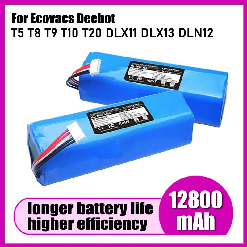 For Ecovacs T5 T8 T9 T10 T20 DLX11 DLX13 DLN12 X1 X1 omni X1 Deebot Ozmo robot vacuum cleaner battery, 14.4V 12800mAh