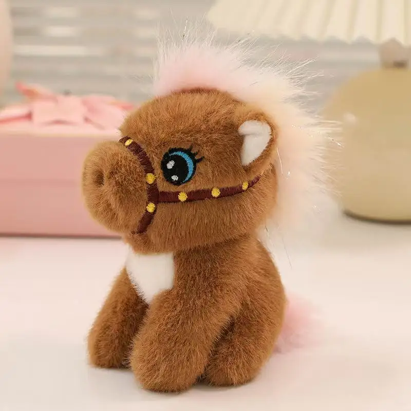 7/12cm 새로운 시뮬레이션 포니 백팩 펜던트 인형 봉제 인형 수제 인형 만화 애니메이션 귀여운 여자친구 선물 재미있는 인형