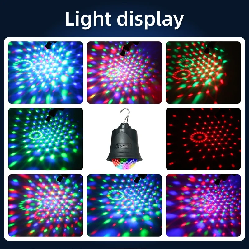 قطعة واحدة من مصباح الكرة السحرية المحمول على شكل خطاف قوس قزح، مصباح إيقاع الموسيقى، مصباح إسقاط دوار متعدد الألوان، مصباح ديكور.