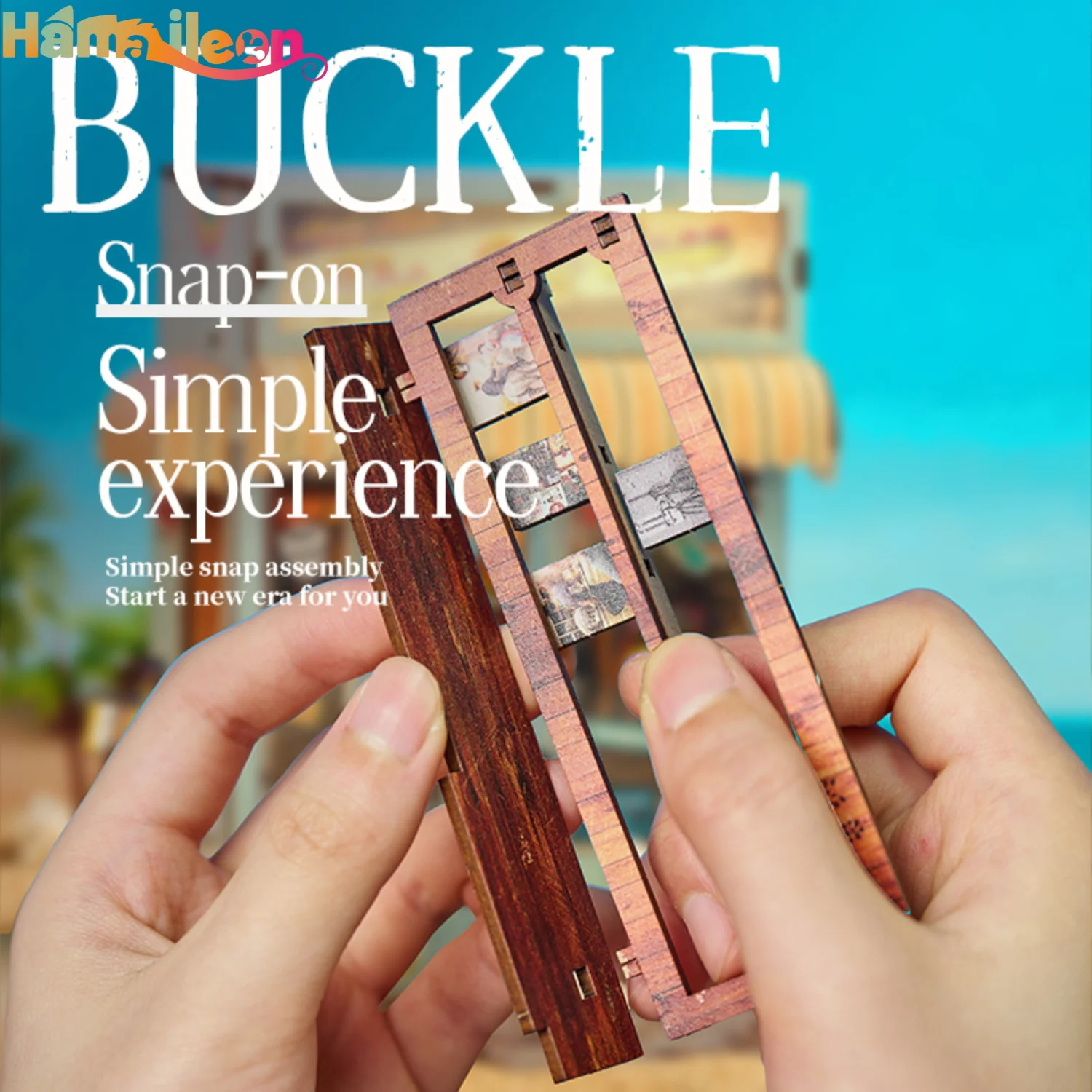 ハマイルン DIY ブックヌックキット ミニチュアドールハウス LEDライト付き 3Dパズルモデル構築 木製本棚 ブックエンド おもちゃ 大人向けギフト