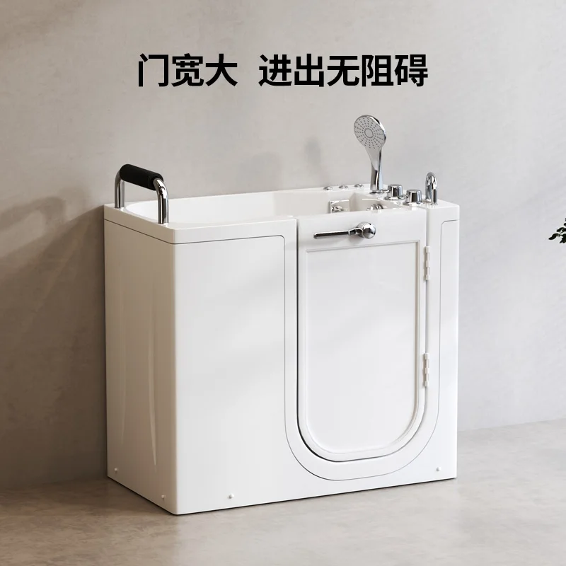 

Walk-in elderly side door bathtub household barrier-free sitting deep bubble small apartment massage constant temperature acryli