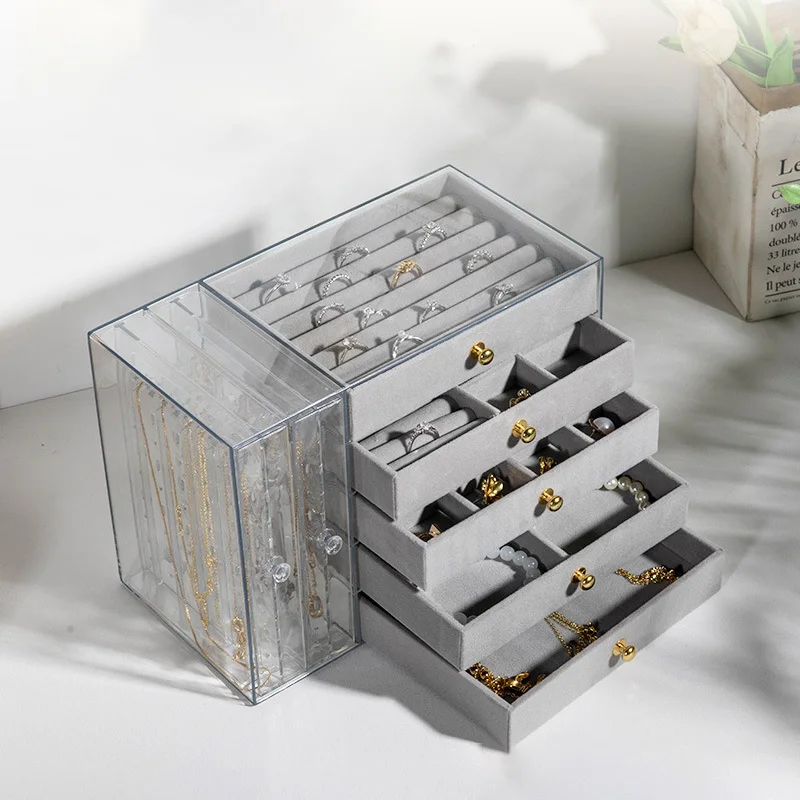 Acrylic Jewelry Box Transparent Necklaces Display Boxes Large Capacity Bracelet Ring Pendant Storage Case Jewellery Organizer