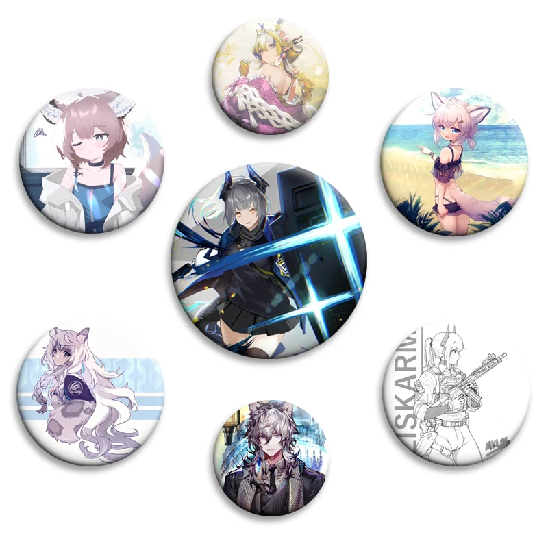 

Anime Arknights Characters Soft Button Pins Round Brooch on Backpack Clothes Decoration Tinplate Badge Jewelry Accessories Gifts