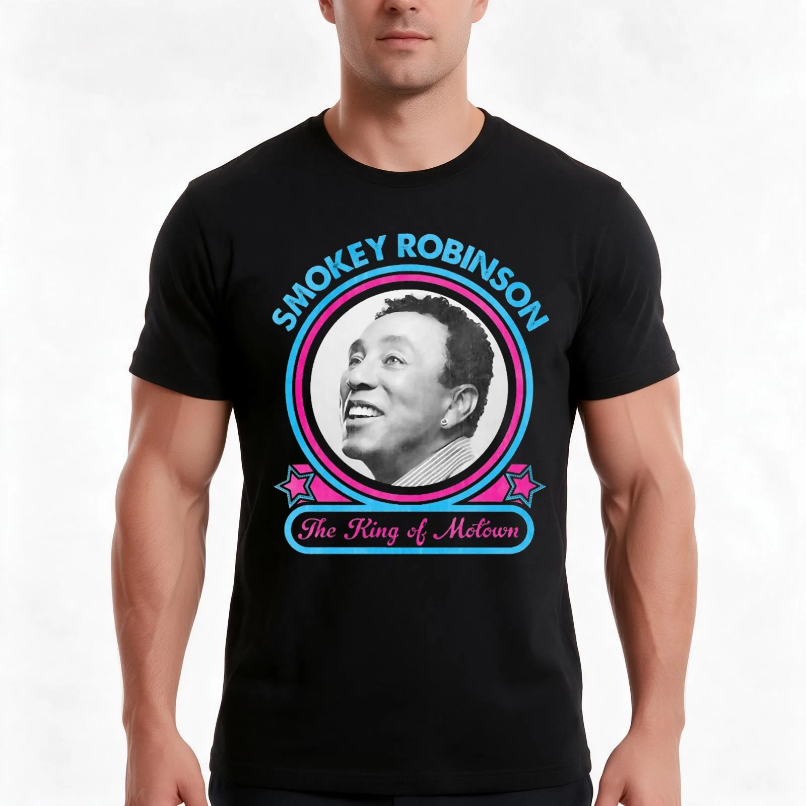 Smokey music Robinson The King Of Motown T-Shirt, Summer Casual Cotton Tee, Oversized Streetwear Tops, Vintage Graphic Print
