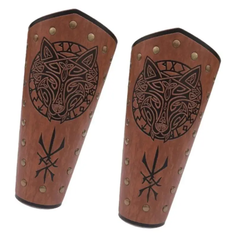 R1we pulseira couro masculina vintage, guarda-braços, martelos, pulseira larga para cosplay medieval e concertos rock