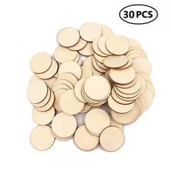 30pcs 4cm Unfinished Wooden Circles, Blank Natural Round Wood Slices Wooden Cutout Tiles for DIY Crafts Painting Staining